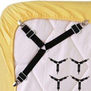 4PCS Triangle Bed Mattress Sheet Clips Grippers Straps Suspender Fastener Holder